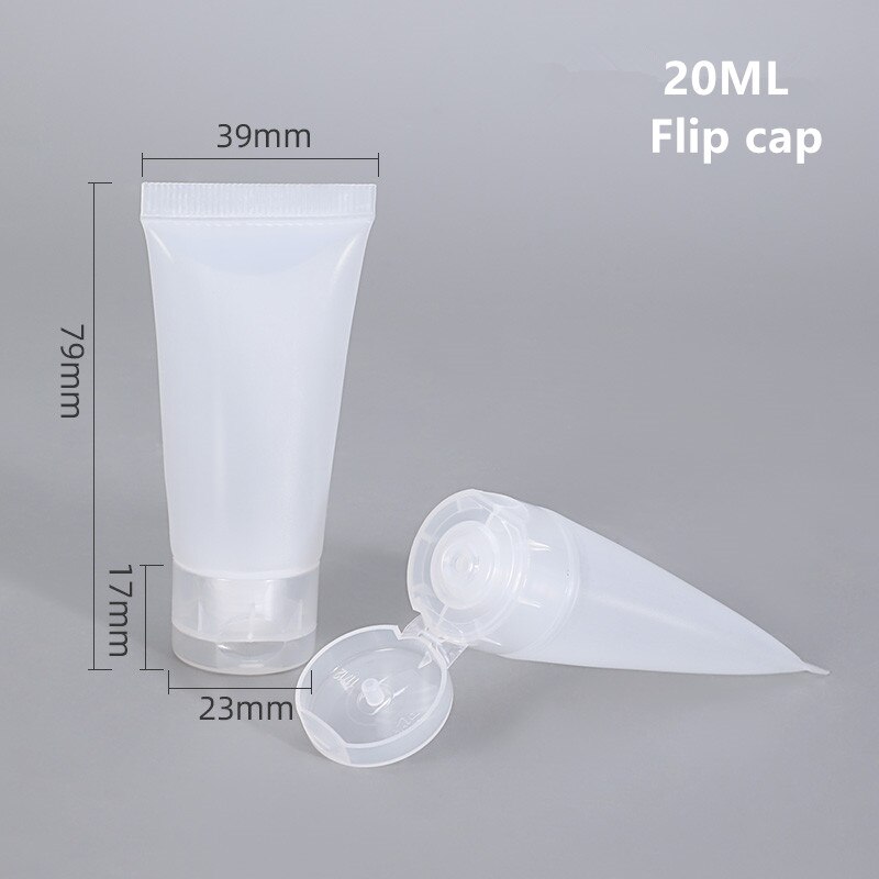 10PCS Empty Plastic Squeeze Tubes Translucent Cosmetic Containers Refillable Plastic Tube Travel Bottle: 20ML