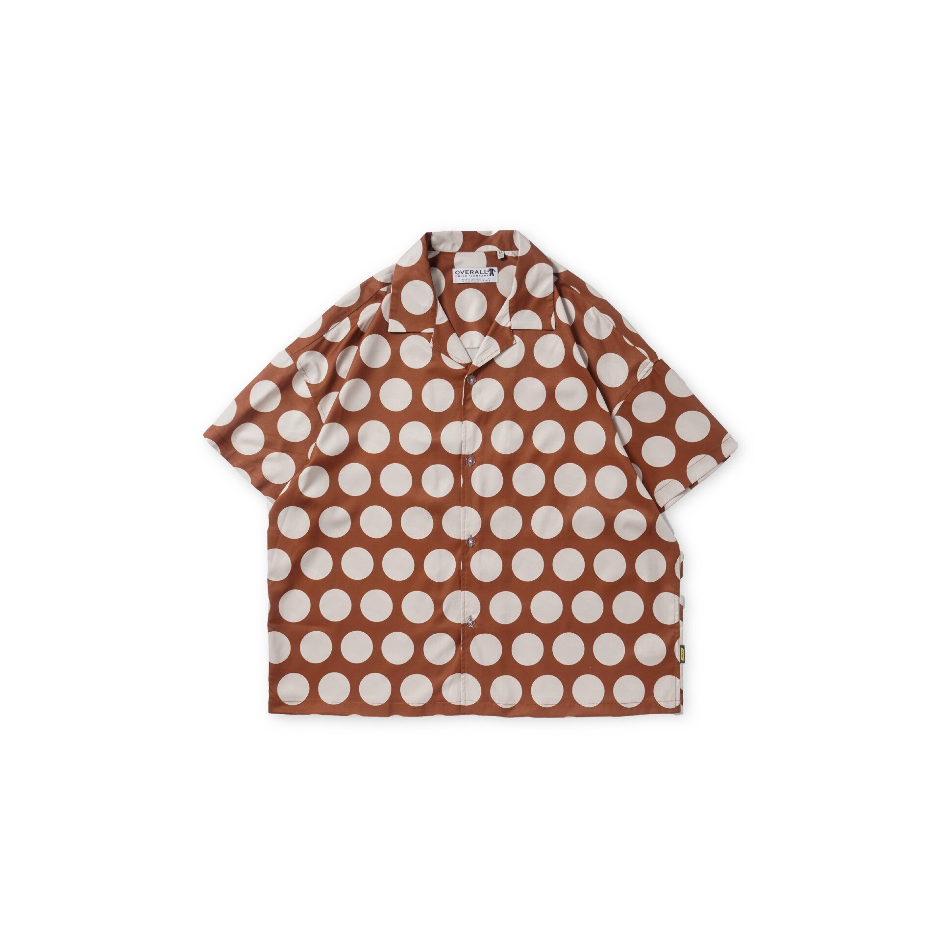 Homme Printemps été Rétro Lâche Dot Décontracté Manches Courtes Chemise Homme Japon Corée Streetwear Hip Hop Couple Chemises: brown / XL
