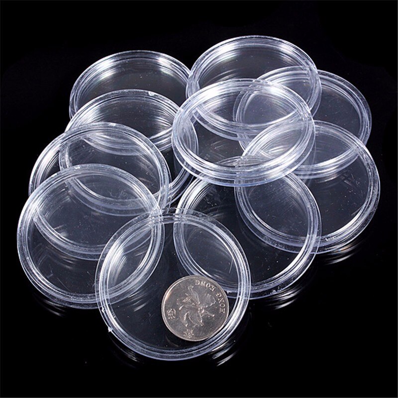 10 Boxed Lighthouse Coin Capsules All Sizes Available Plastic Clear Round 18mm to 50mm Display Case Extra Coin Holder Box