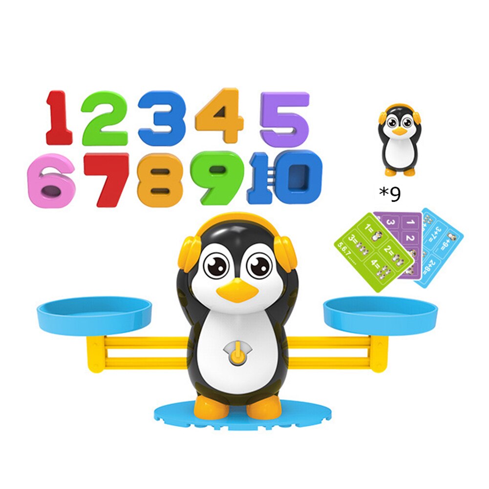 Montessori Math Toy Digital Monkey Balance Scale Educational Math Penguin Balancing Scale Number Board Game Kids Learning Toys: 10