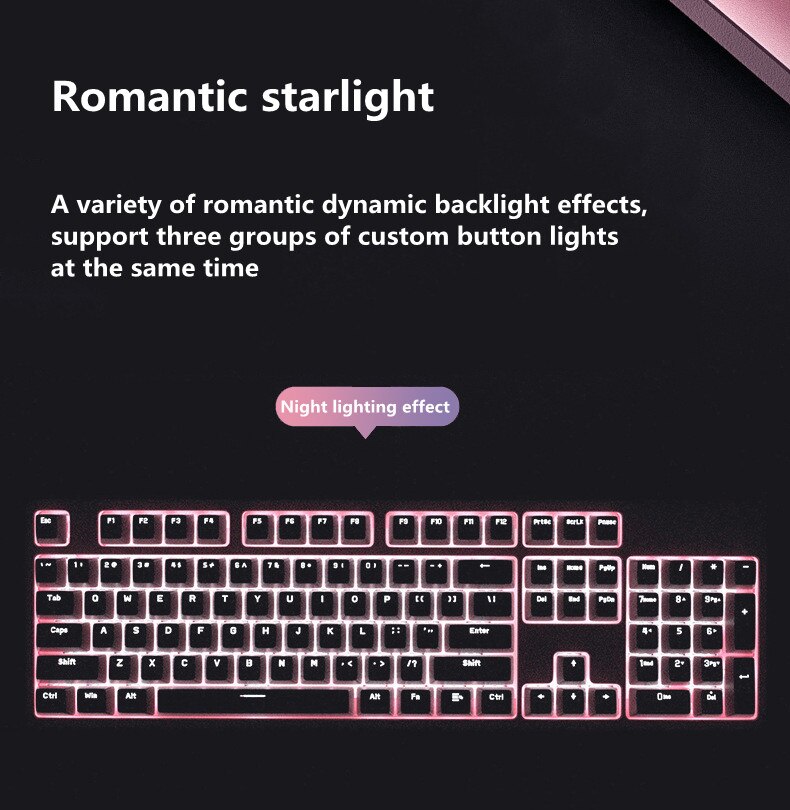 Neue rosa verdrahtet blau achse mechanische Spielen tastatur usb-schnittstelle weiß hintergrundbeleuchtung nette mädchen tastatur und maus einstellen