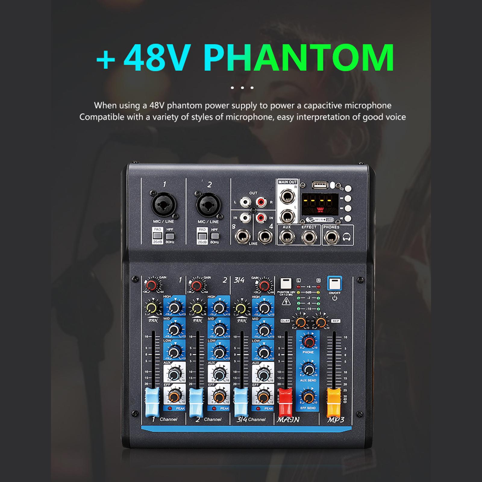Small Audio Mixer 4 Channel Digital Signal Processor Digital Display Bluetooth Sound Board Console NX4 US Standard for Online PC