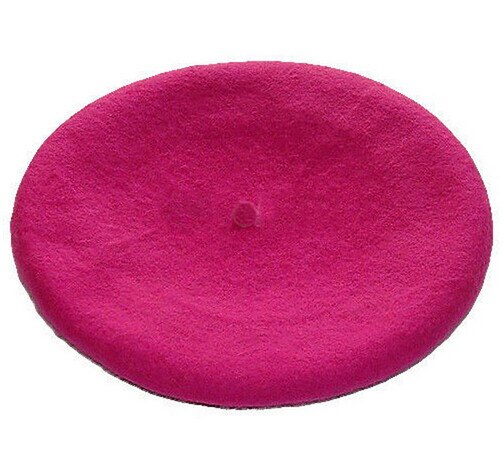 Kvinnor ull basker hatt söt enfärgad stilfull varm hatt: Reste sig