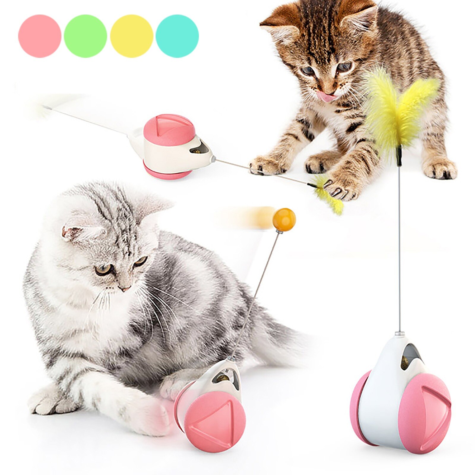 Juguete para gatos con luz Led recargable por USB, bola autogiratoria de 360 grados para mascotas, juguetes interactivos inteligentes con activación por movimiento