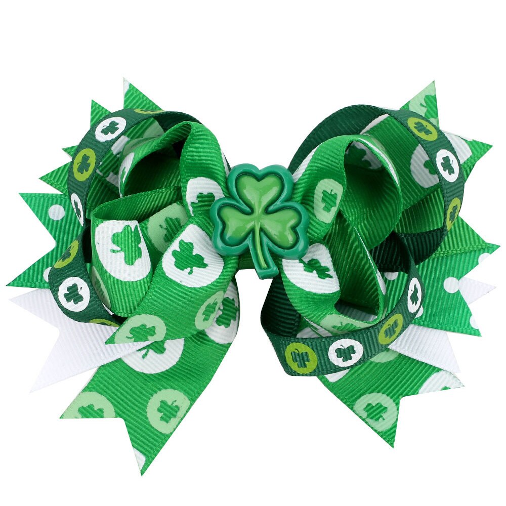 St. Patrick's Day Hair Bows Clips Irish Green Shamrock Clover Hair Barrettes St Patrick's Day Party Decorations Kids Party Favor