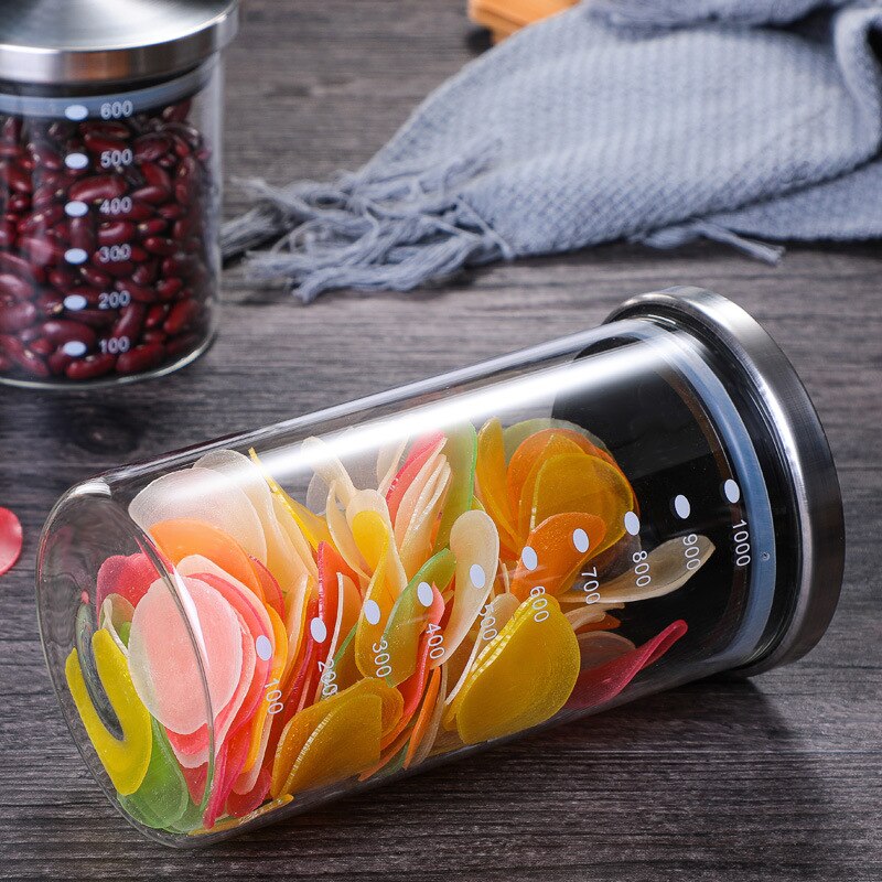 Verzegelde Roestvrijstalen Deksel Opslagtank 800Ml ~ 1200Ml Keuken Koffieboon Opslag Kan Glas Met Voedsel Container kruiden Tanks