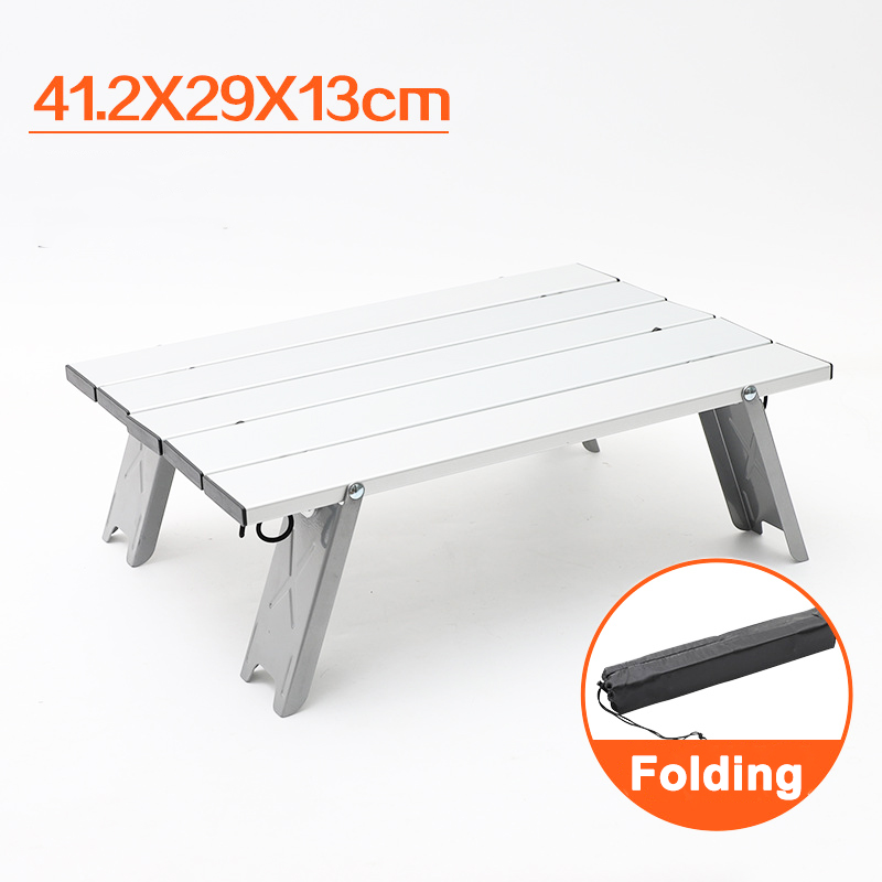 Draagbare Vouwen Picknicktafel Aluminium Mini Wandelen Reizen Thee Tafel Voor Wilde Camping Vissen Picknicks: silver