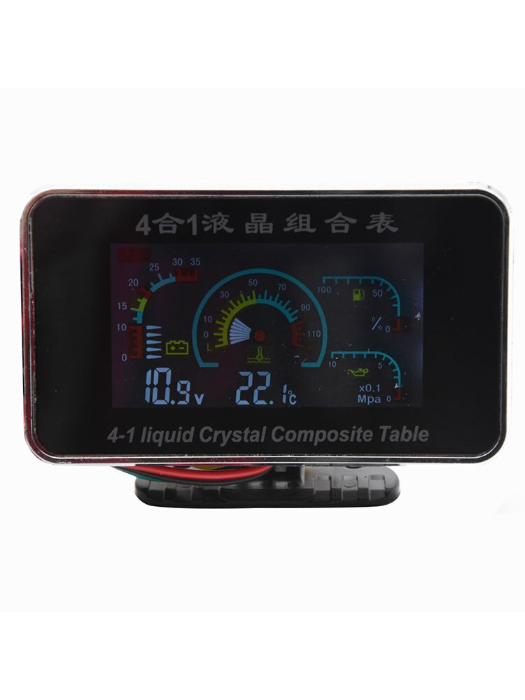 Manomètre numérique LCD 4 en 1 pour voiture, voltmètre, pression d'huile, de carburant, température de l'eau, 1/8 NPT, tableau de bord universel avec capteur 12v/24v
