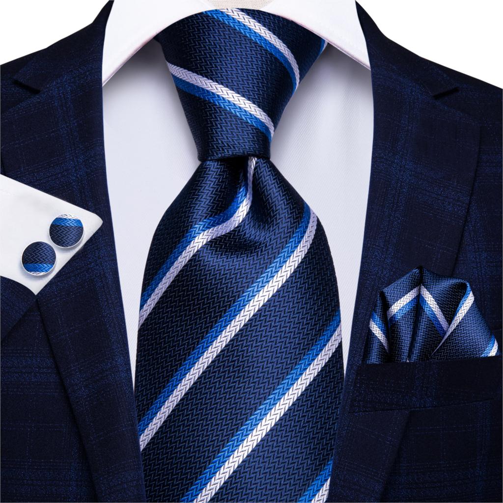 Hi-Tie-corbata de seda 100% para hombre, corbatas formales de lujo para boda, color azul, 8,5 cm: SN-3186
