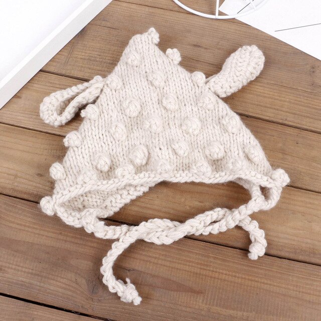 Gorros de lana con orejeras para bebés, con cordones, para otoño e invierno, para hombres y mujeres, sombreros artesanales, bonitos de punto: A3