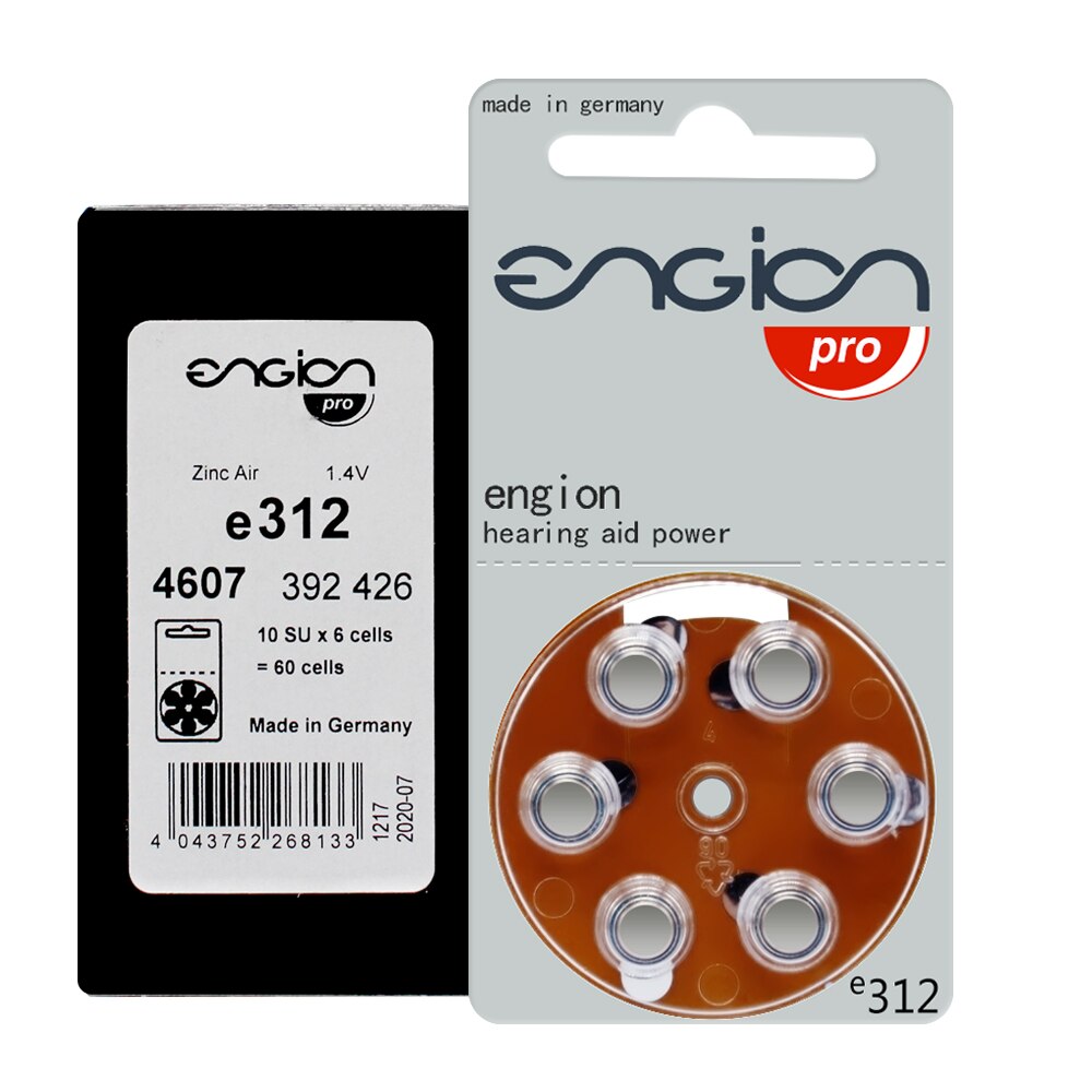 60 PCS ENGION Zinc Air Hearing Aid Batteries A312 312A ZA312 E312 S312 PR41. A10 10A E10 PR70.13A A13 13A S13 P13 PR48 Battery: 60 PCS ENGION 312