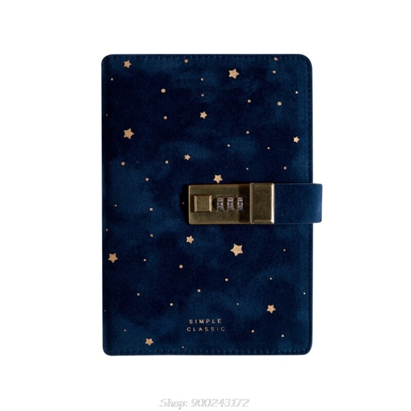 B6 Suede Travel Notebook with Combination Lock Password Star Agenda Diary Journal Notepad Stationery N02 20: Coffee