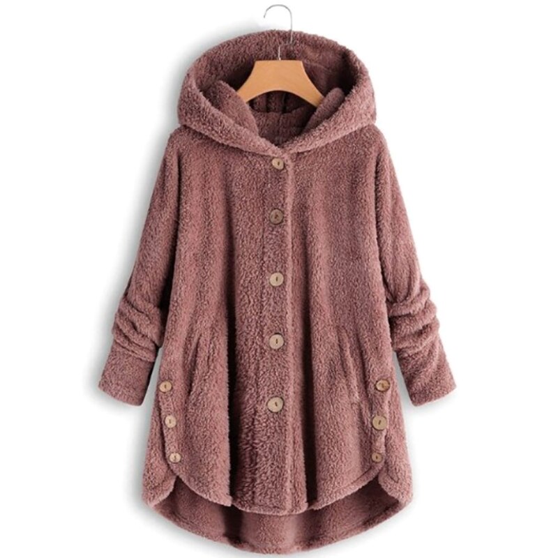 Abrigo de lana y mezclas para mujer, abrigo cálido de oso de peluche, chaqueta de lana de felpa, talla grande, M-4XL, otoño e invierno,