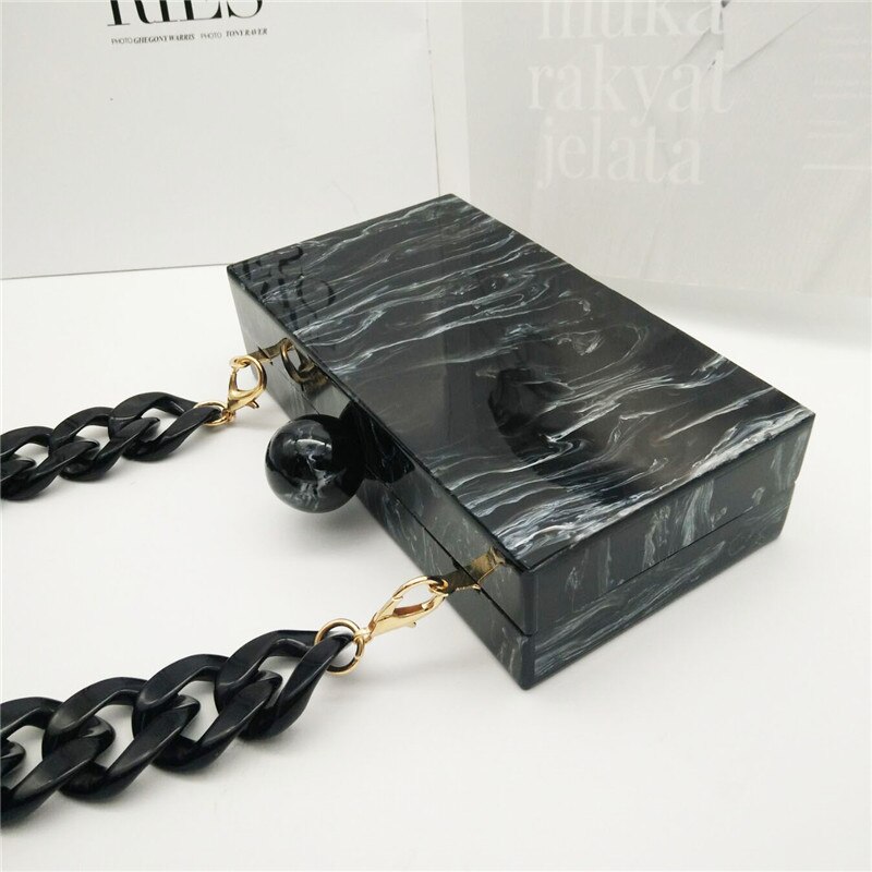 Neue Marmor Acryl Brieftasche Frauen Bote Taschen Schwarz Weiß Tinte Malerei Abend Kupplung Taschen Party Prom Geldbörsen Handtaschen