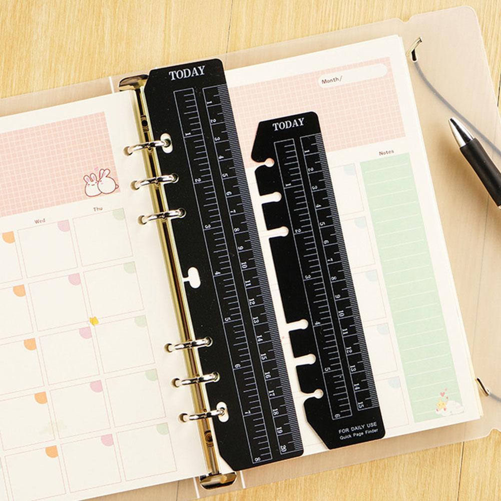 2 Pcs Notebook Page PVC Loose-leaf Separator Page A5/A6/A7 Size Different Multi-function Holes Ruler Bookmark 6 K5W6