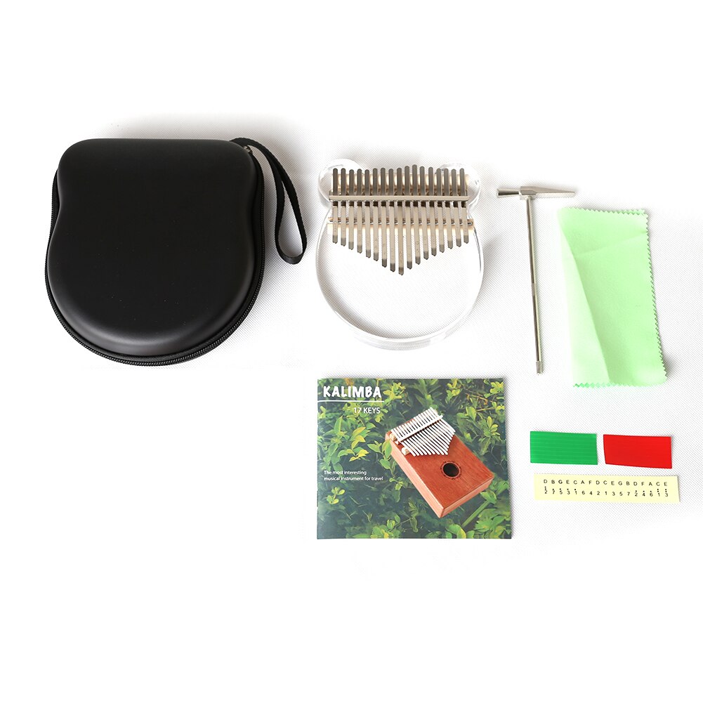Transparent Bear Shaped 17 Keys Kalimba Musical Instrument Acrylic Thumb Finger Piano African Sanza Mbira with Tuning Hammer Box