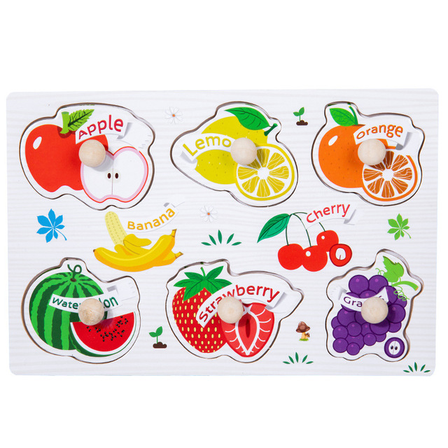 Baby Speelgoed Montessori Houten Rammelaars Zand Hamer Verlichting Houten Blokken Puzzel Game Development Baby Speelgoed 0 12 Maanden: Fruit Board