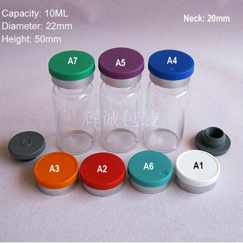 50 viales de vidrio para inyección y tapas de aluminio de plástico, frascos para medicamentos antibióticos 10ml frascos de prueba de muestra de vidrio transparente