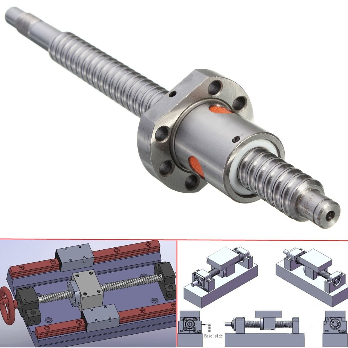 Kuularuuvi sfu 1605 250mm kuularuuvi sfulla 1605 yksi kuulamutterityökalu cnc:lle  c7/ sfu 1605 l250/300/400/500/600/650/1000mm