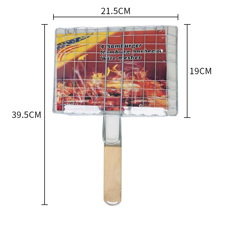 Bærbart rustfrit stål non-stick grillkurv bbq grillværktøj grill mesh bbq net til vegetabilsk bøf kød picnic: Default Title