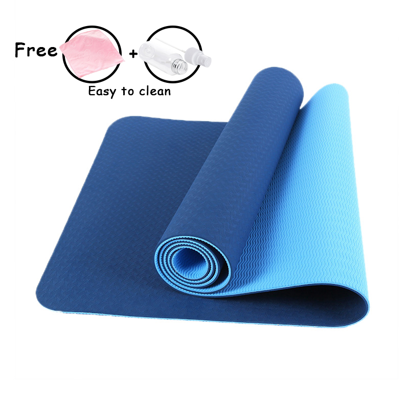 6mm Yoga Mat - 183x61cm - TPE - Non-slip, High Resilience - For Fitness, Pilates, Beginners: Blue