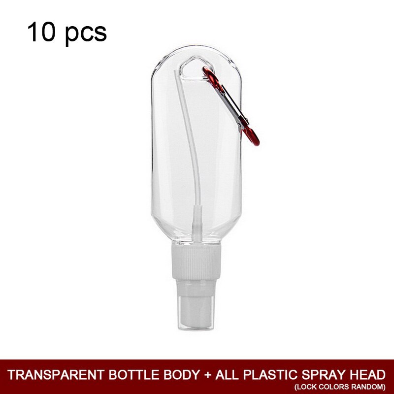 50ml Empty Hand Sanitizer Travel Hook Keychain Carriers Flip Cap Reusable Portable Empty Bottles hook bottle PETG: 10pc Silver nozzle