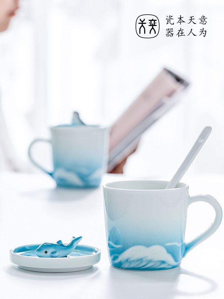 Enkel söt kaffemugg keramik med lock porslin självrörande par muggar resa tazas kök matsal bar  xx60cm