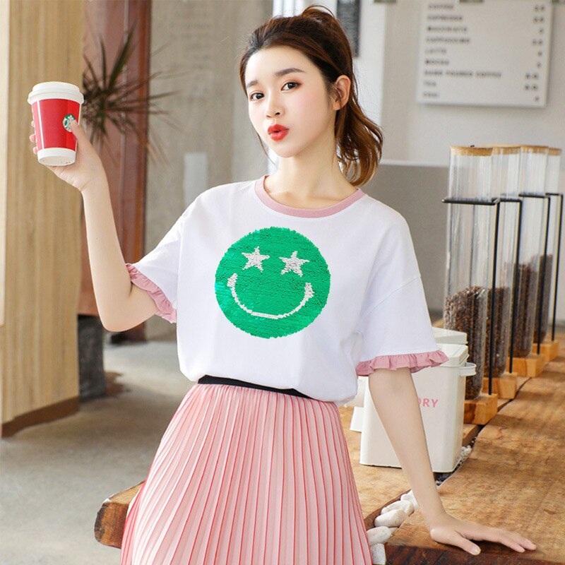 Pegatina de tela grande letras love de color verde cara sonriente, Parche de lentejuelas, pegatina decorativa, camiseta, Accesorios de reparación de insectos