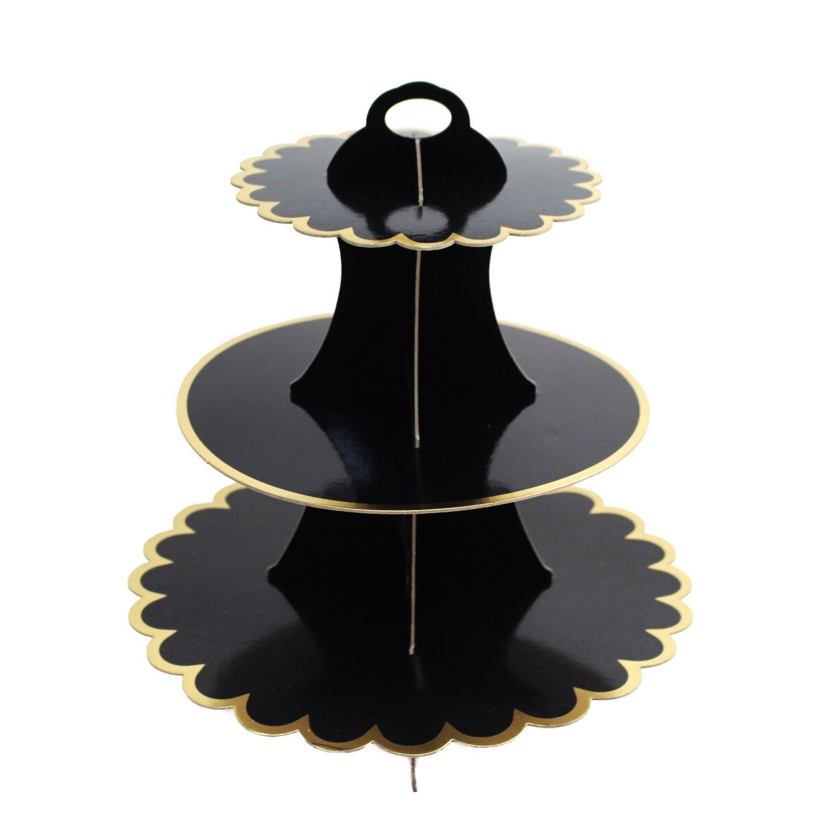 3- stöckiger cupcake-ständer, nachmittagstee, hochzeitsteller, partygeschirr, einweg-kuchenständer, turm, geburtstagsdekoration: Schwarz