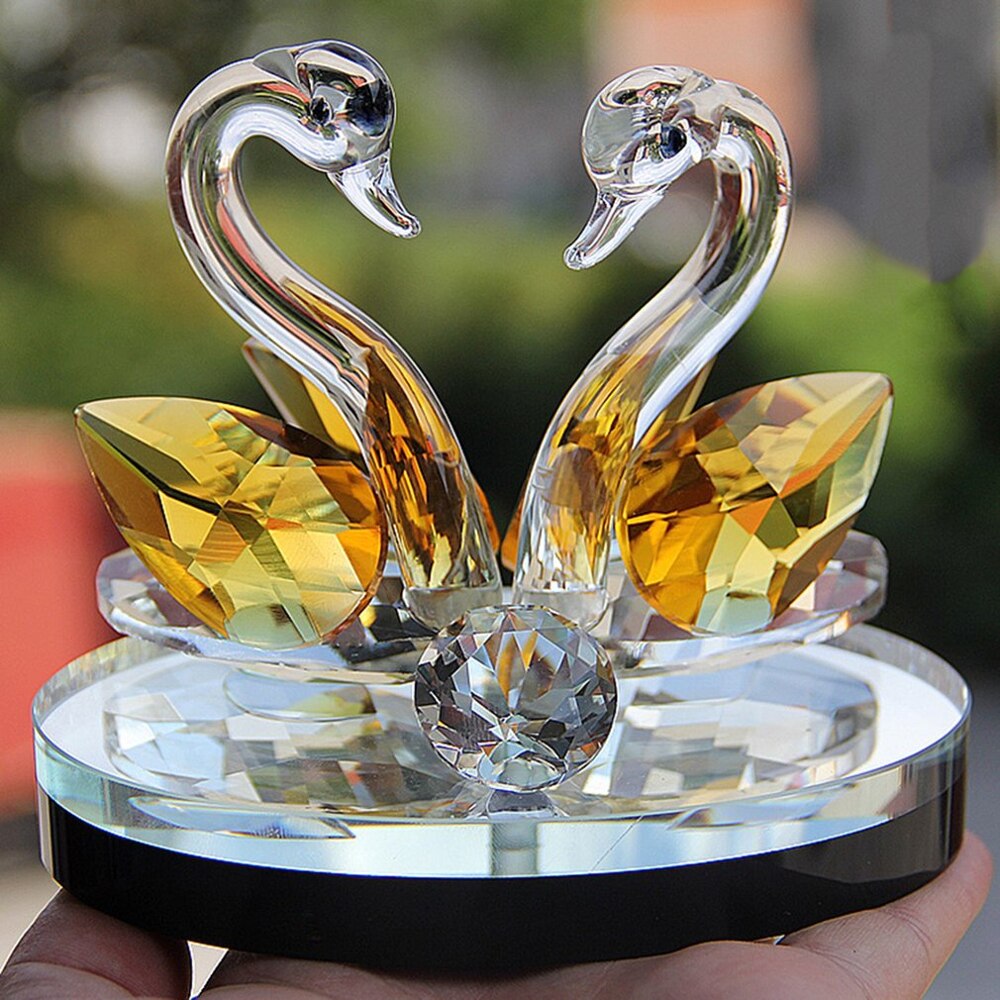 cygne cristal verre Figure presse-papiers ornement décor Collection salon décorations de bureau décor à la maison