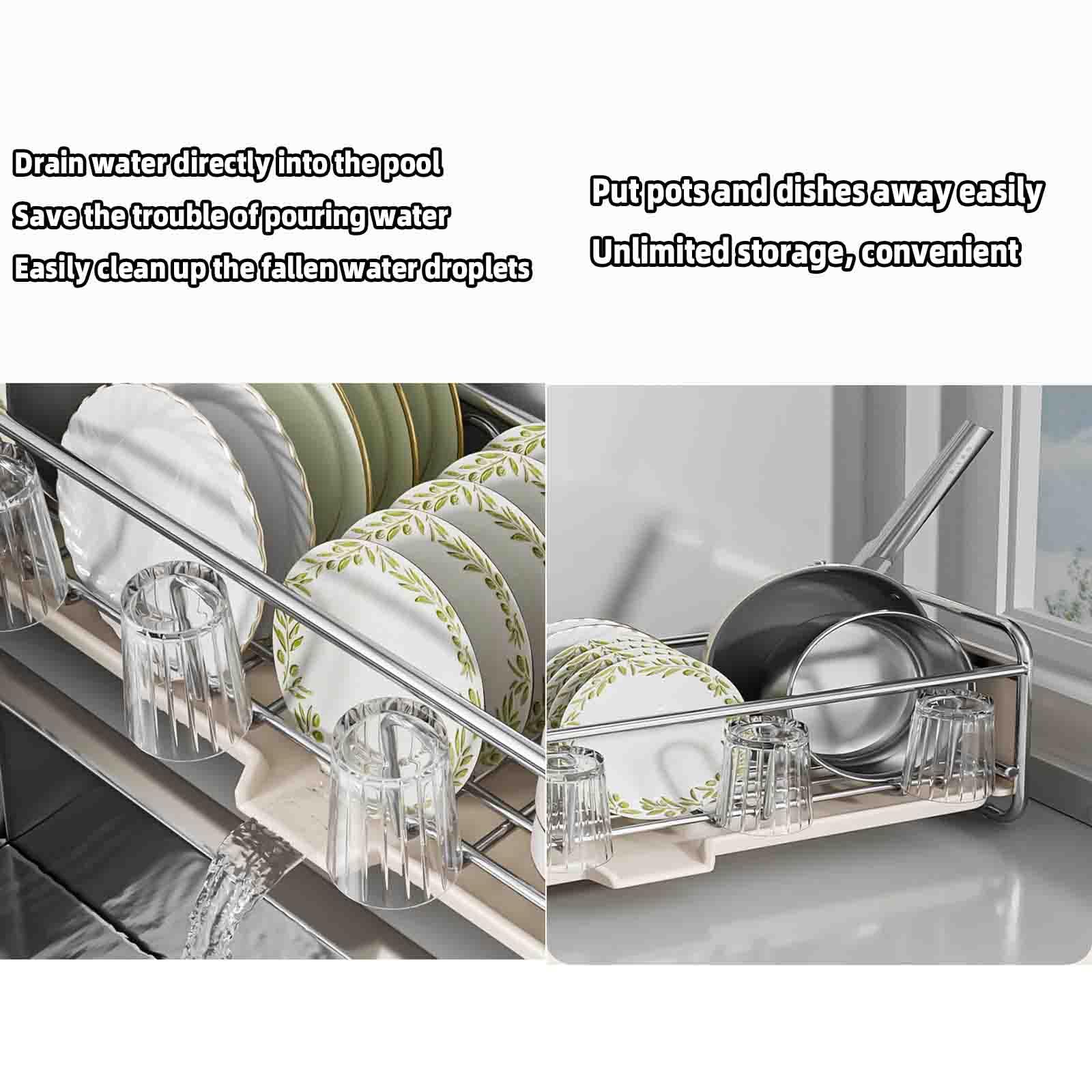 Estante para secar platos, escurridor de cuencos sobre fregadero, escurridor, organizador, cesta para fregadero de cocina, vajilla, soporte para tazas estrechas, estante