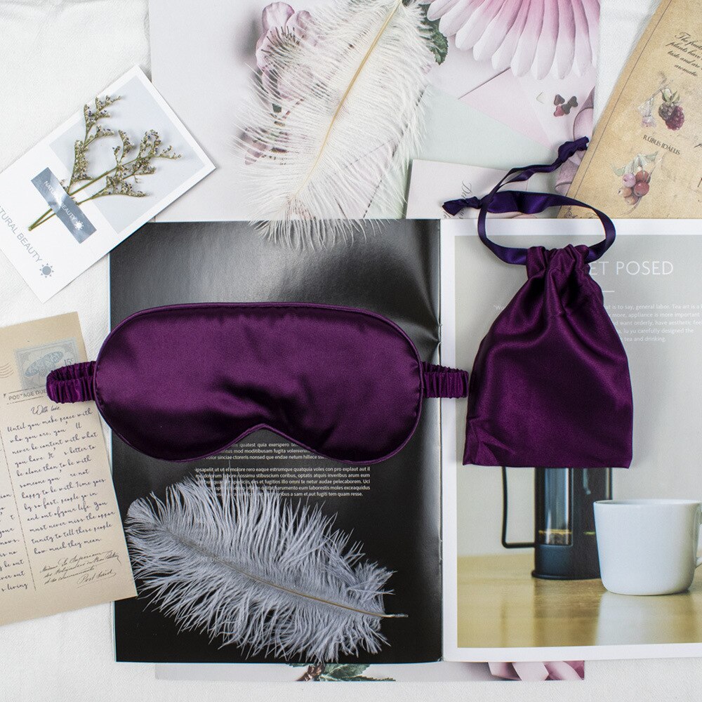 Silk Sleeping Eye Mask Double-Side Shading EyeShade Sleeping Eye Mask Cover Eyepatch Blindfolds Eyeshade Health Sleep Shield: Deep purple