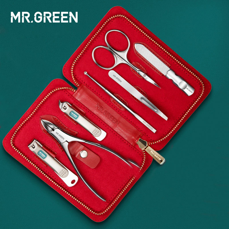 MR. GROEN 7 in 1 Manicure Set Rvs Nagelknipper Cuticle Utility Manicure Set Gereedschap Nail Clipper Grooming Kit Nail Care set