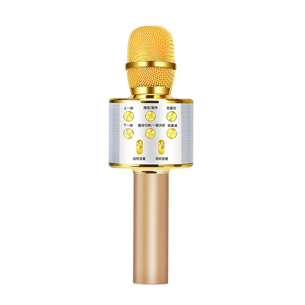 Karaoke-mikrofon, kabellos, bluetooth-mikrofon mit led-licht, tragbares mikrofon mit lautsprecher: Gold