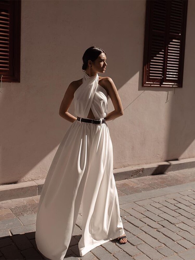 Cross Beach Dress White Backless Bikini Cover Up Women Tunic Long Beach Wear Bathing Suit Cover Ups Summer Sundress