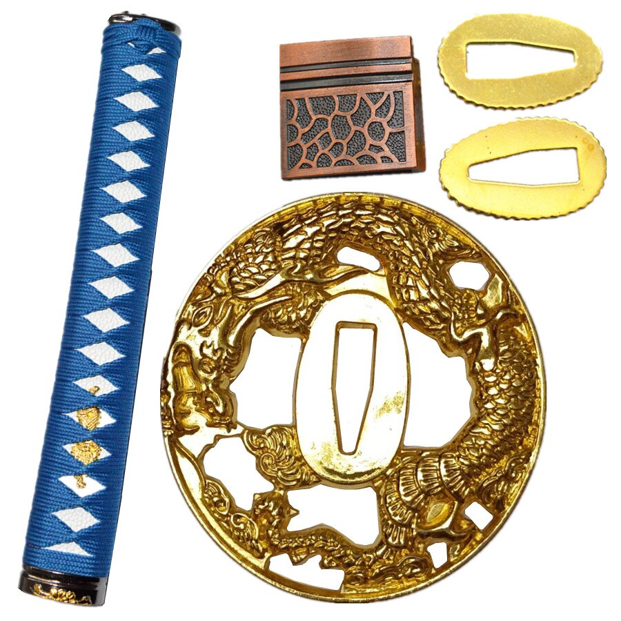 Dragon Theme Sword Guard for Katana/Wakizashi Fittings Set Kirsite Tsuba+Menuki+Fuchi+Kashira+Handle+Habaki+Seppa Metal Crafts