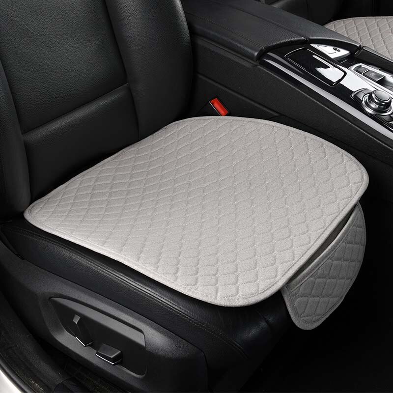 Linen Car Seat Cover Comfortable Front Auto Seat Cushion Non-slip Breathable Protector Mat Pad Four Season Interior Accessories: 1 Front Grey