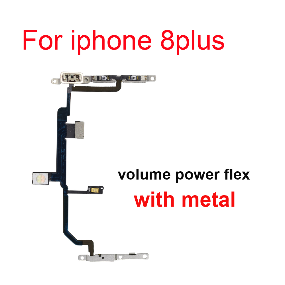 Power On Off Flex For iPhone 5S 6 6S 7 8 Plus X XR Xs Max 11 Pro Volume Up Down Side Button Key Ribbon Flex Cable With Metal: Rose