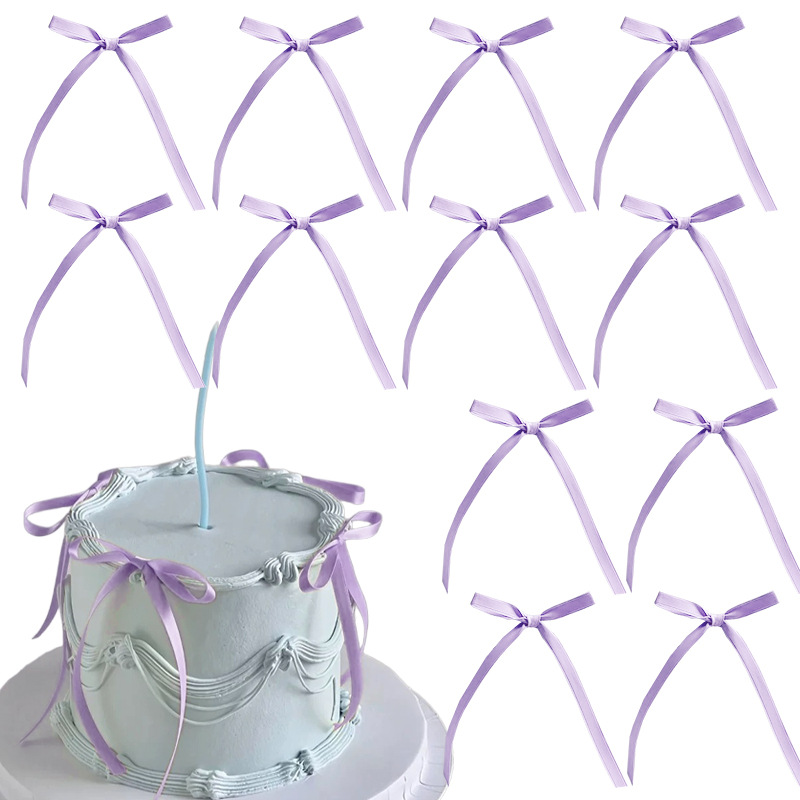 20 stuks boog taart decoraties roze strik lint taart toppers voor verjaardag bruidstaart decoratie en benodigdheden: GRIJS