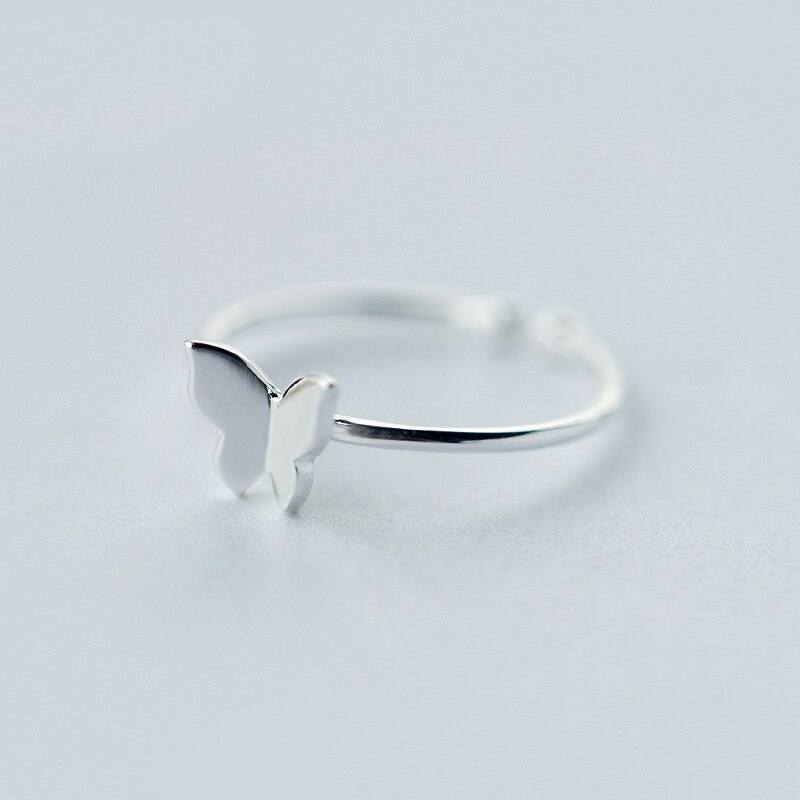 MloveAcc 100% 925 S Sterling Silber Schmuck Schmetterling Cocktail Ring Sizable Mädchen freundlicher Weihnachten Tropfen