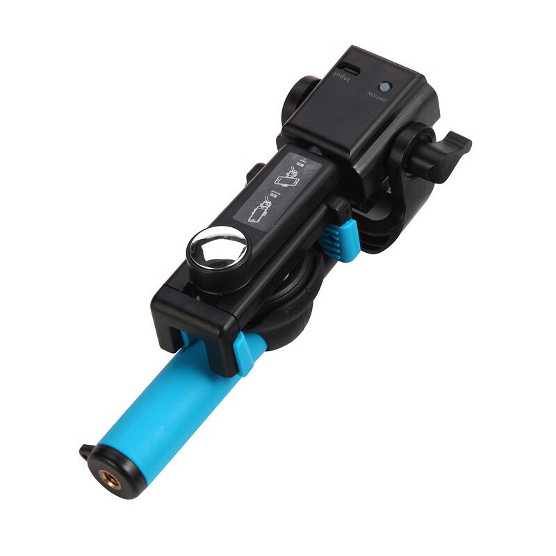 Bfollow auto 360 roterende gimbal panorama video selfie stick til iphone huawei xiaomi med spejl bluetooth fjernbetjening smartphone: Blå