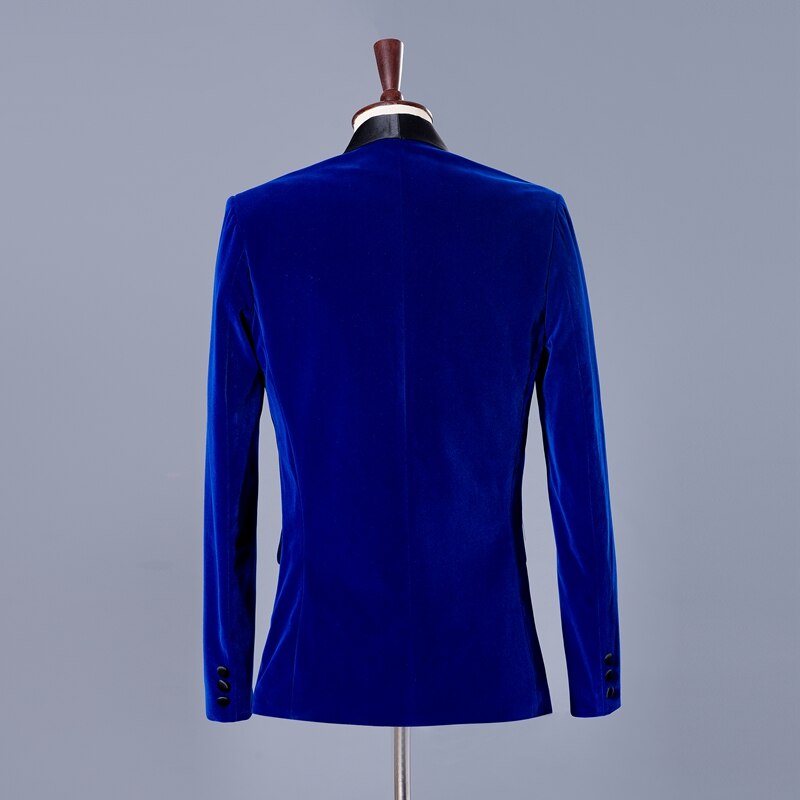 Kungsblå herrklänning kavaj herr fest blazers bröllopsfest klänning herr kavaj herr prestanda kostym kavaj slim masculino