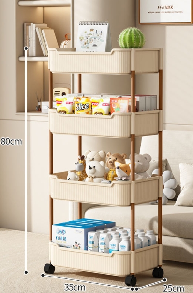 Mobile Storage Rack Trolley Kitchen Bathroom Bedroom Multi Storey Snacks Storage Rack with Wheels Organizer Home Accessories: Yellow