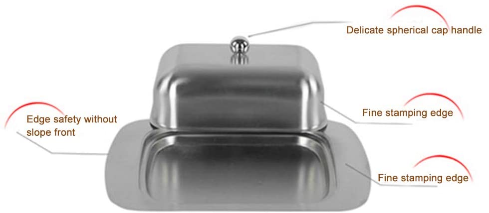Butter Dish, Stainless Steel Butter Dish with Lid - Solid Cheese/Butter Container - Butter Cheese Storage Box - Ideal Butter Kee