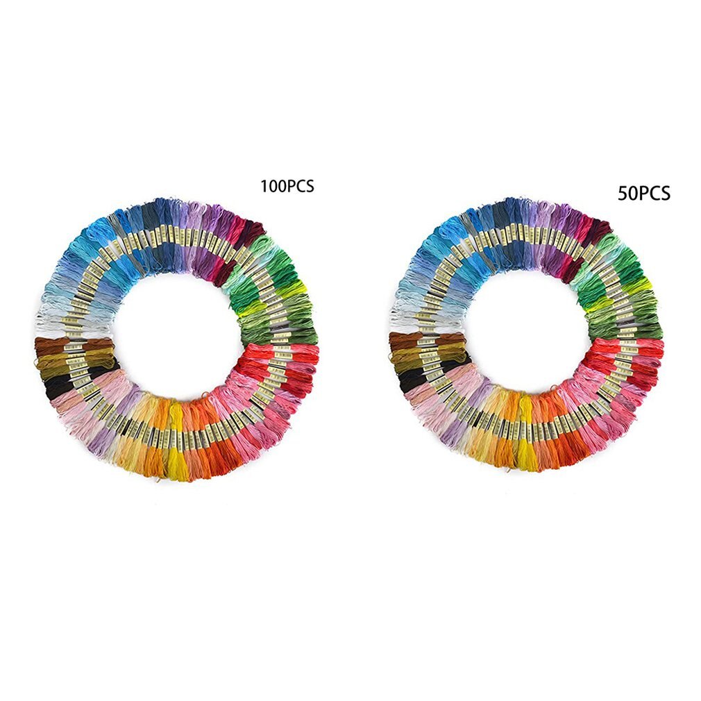 50/100 Colors Cross Stitch Thread Polyester Cotton Embroidery Thread Rainbow Color Hand Embroidery Braided Thread In Stock