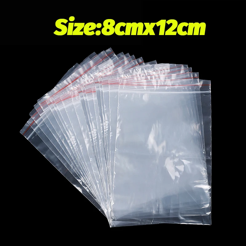 Tykkere gjennomsiktig selvforseglende pose smykker skopakking plast oppbevaringsposer gjenlukkbare glidelåser forseglingspose tykkelse 0.05mm: S / Rød