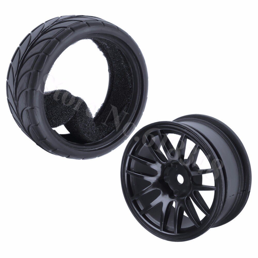 4Pcs 26mm Rubber RC Tyres & Wheel Rims Hex 12 For 1:10th HSP HPI Sprint 2 Drift RS4 On Road Cars 4WD