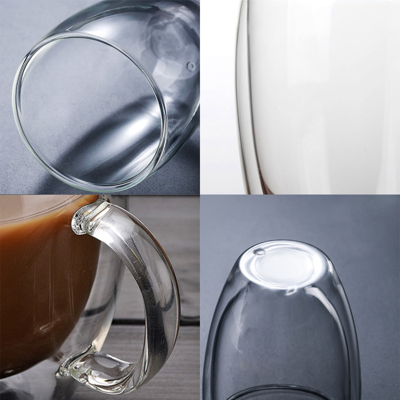 Heat Resistant Double Wall Glass Coffee Tea Cups And Mug Qith Double Bottom Clear Beer Wine Glass Cup 80/180/240/250/350/450ml