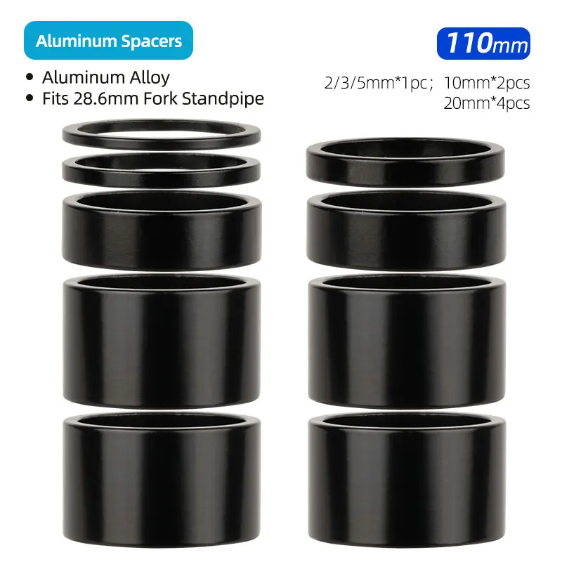 Entretoise de casque de vélo 2 3 5 10 20mm, rondelle en aluminium pour tube de direction 1-1/8 28.6mm, tige de fourche BMX de route vtt recommande Sister Ring: Argent