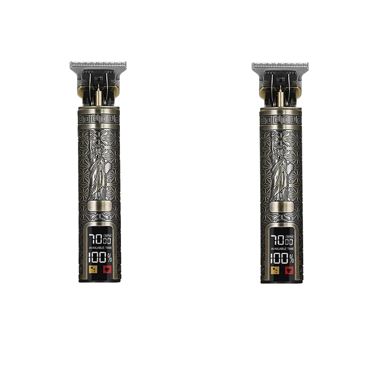 Coiffeur électrique avec affichage numérique LCD, chargement USB, batterie intégrée de grande capacité, longue durée de vie, sculpture, rasoir Bergame, populaire: Clair